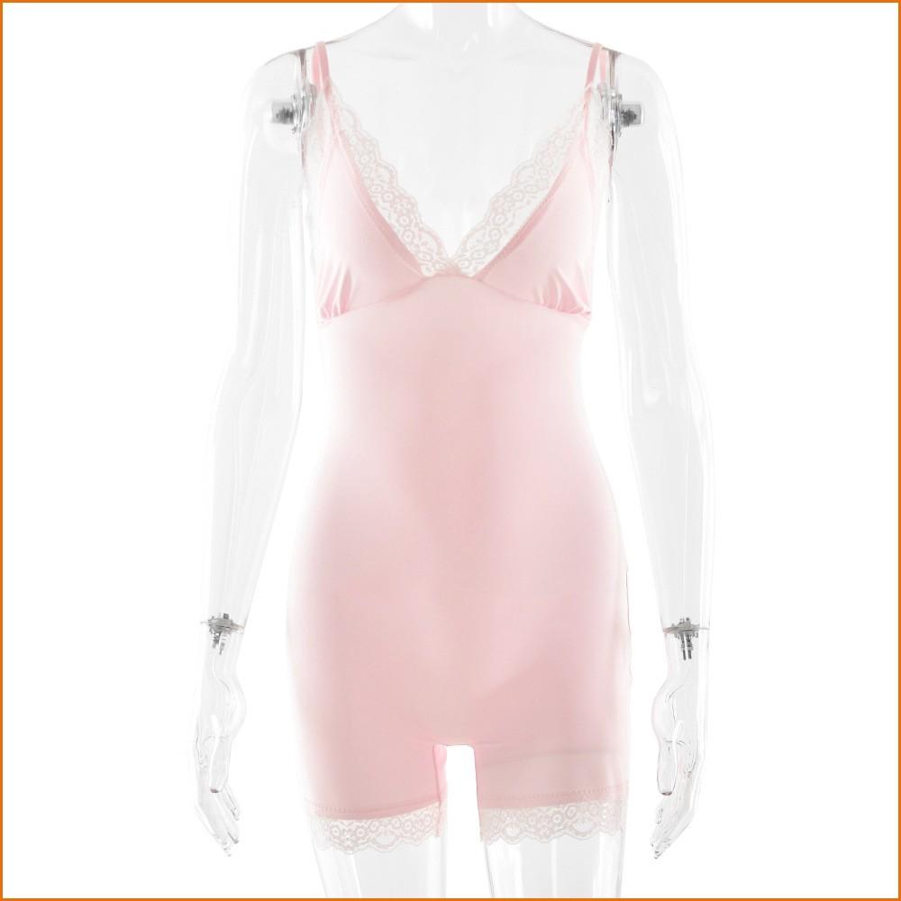 KODA & CO 04 Lace Trim Sleeveless Bodysuit For Women  Adjustable Spaghetti Strap High Waist Sexy Shapewear