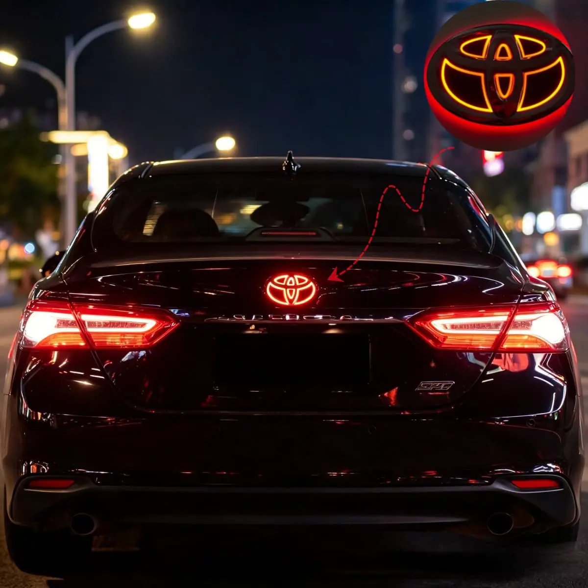 Toyota LED Rear Emblem Light for Camry Corolla RAV4 Tundra - Illuminated Glow Badge, Plug & Play Waterproof JDM Night Drive Mod (Red/White/Blue)