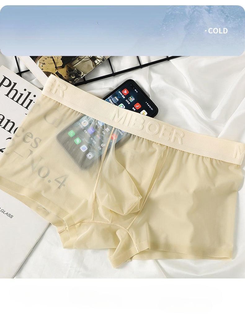 3-Pack Men's Cooling Mesh Trunks Ice Silk Sheer Seamless Underwear Lightweight Stretch