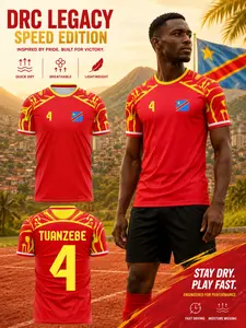 2026 Drc National Team Soccer Jersey, Tribal Pattern, Unisex, Quick-Dry, Breathable, Lightweight, Round Neck, Gift for Fans, Football Jersey