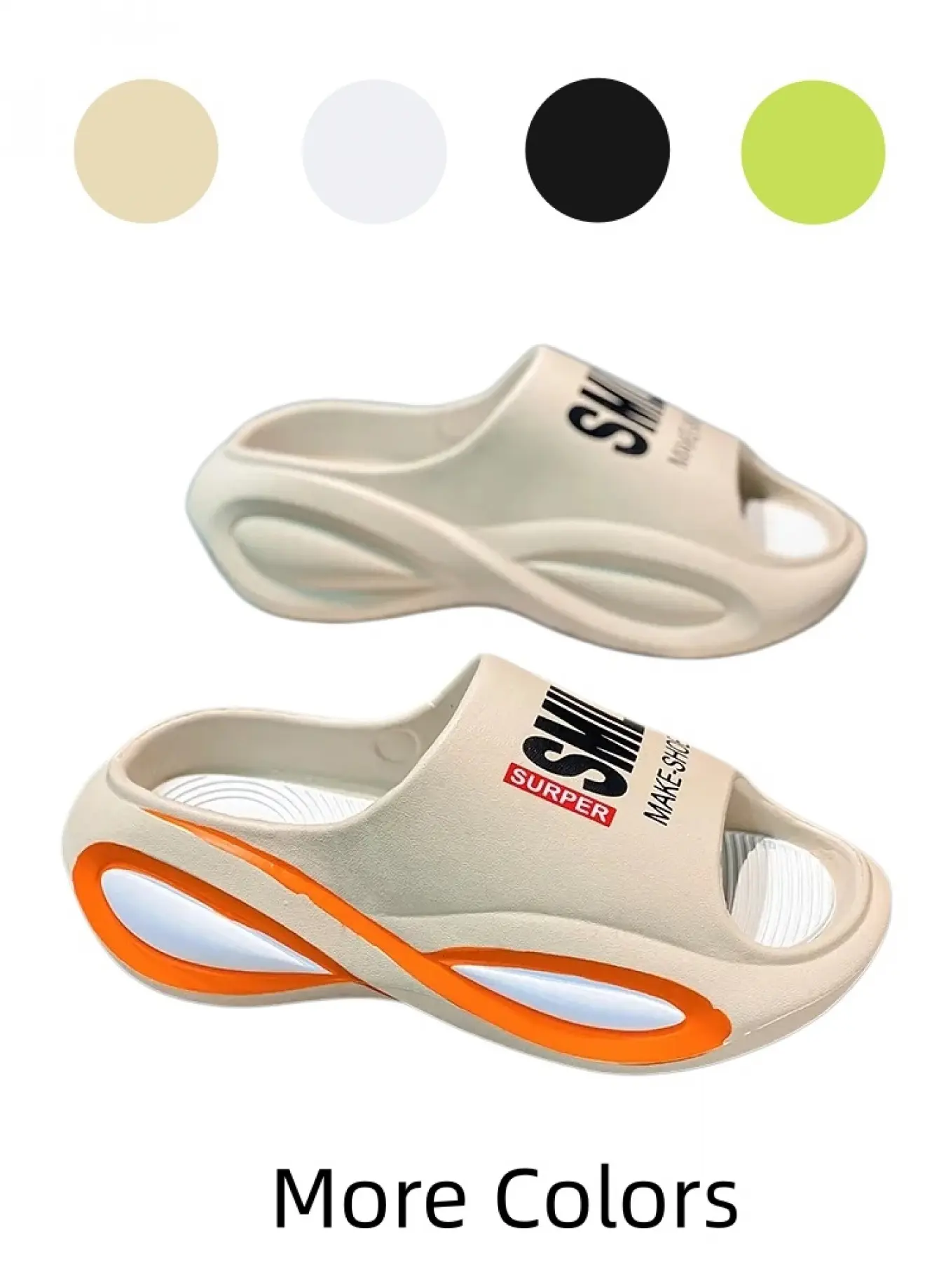 1 Pair Outdoor 4-Color Fashion Thick Sole Slippers Trendy Print Soft Insole Anti-Slip Sole Size36-45 Camping/Hiking - Soft Material, Sturdy Durable For Outdoor