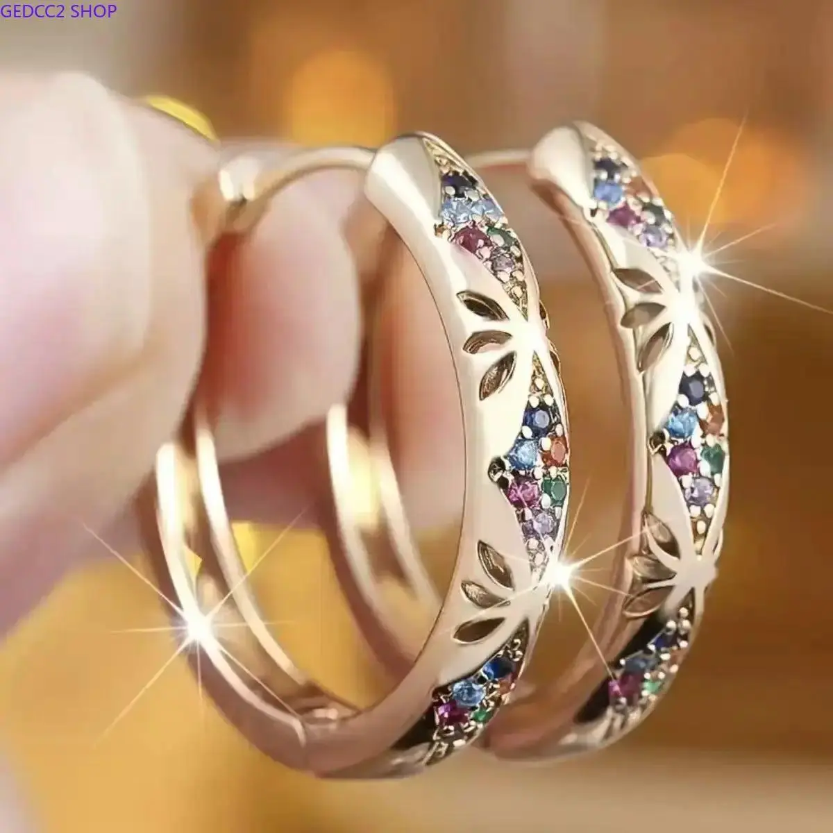Butterfly Cutout Hoop Earrings in Rose Gold Tone, Statement Jewelry with Multi-Color Ear Crystals, Lightweight Stylish Accessories for Dating, Birthday, Brightening Skin Tone, Classic Open-Work Butterfly Cutout, Colorful Crystals, No, Unisex, Elevating An