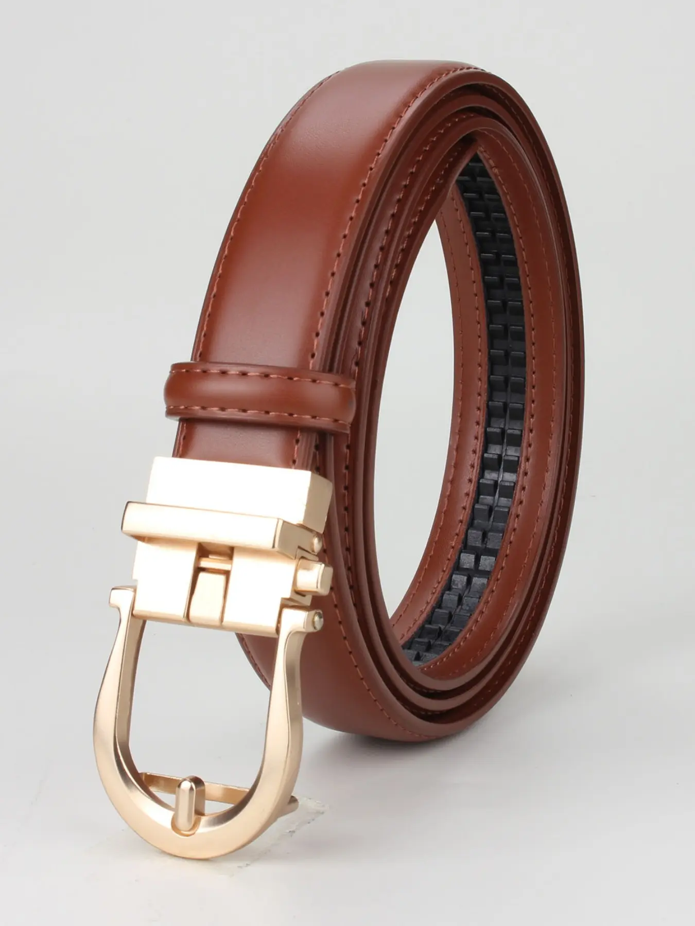 Dark Leather Belt Buckle, Unisex Fashion Accessory, Durable and Elegant Design, Suitable for Various Occasions, Stylish Waistband
