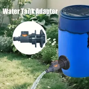 2 Pcs PVC Ibc Tank Adapter with Valve, Quick Install Rain Water Collection Connector Kit, 1/2" Dn15 Male Thread, Eu & Us Hose Compatible