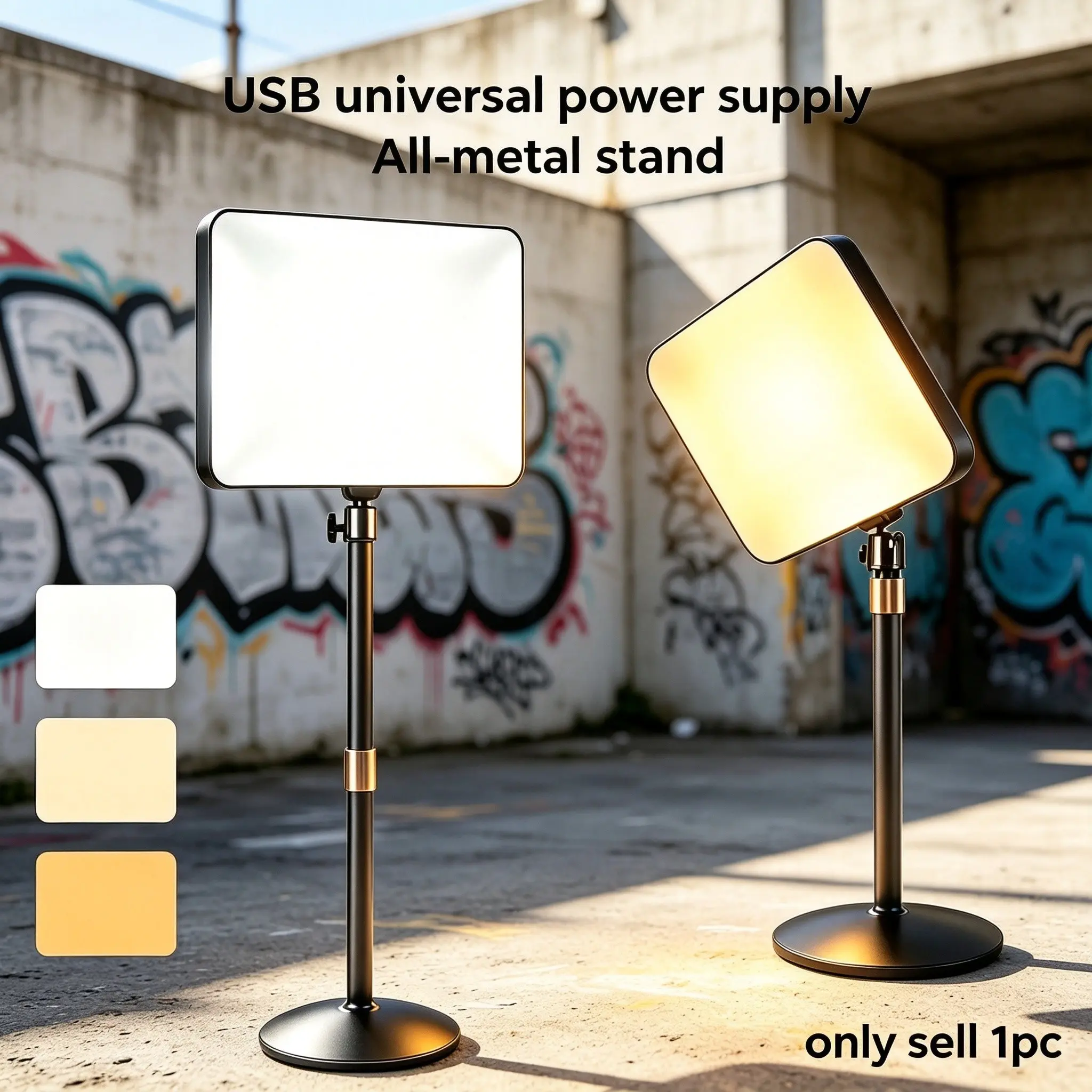 Stable Base LED Panel Light, Knob Height Adjustment, Soft Square Panel Light, Live Streaming, Portrait, Makeup Photography Lamp