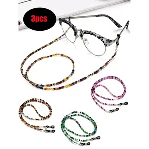3-Pack Women's Glasses Chains, Cute Boho Beaded Eyewear Retainer, Vibrant Anti-Lost Lanyard for Beach Sunglasses & Reading Glasses