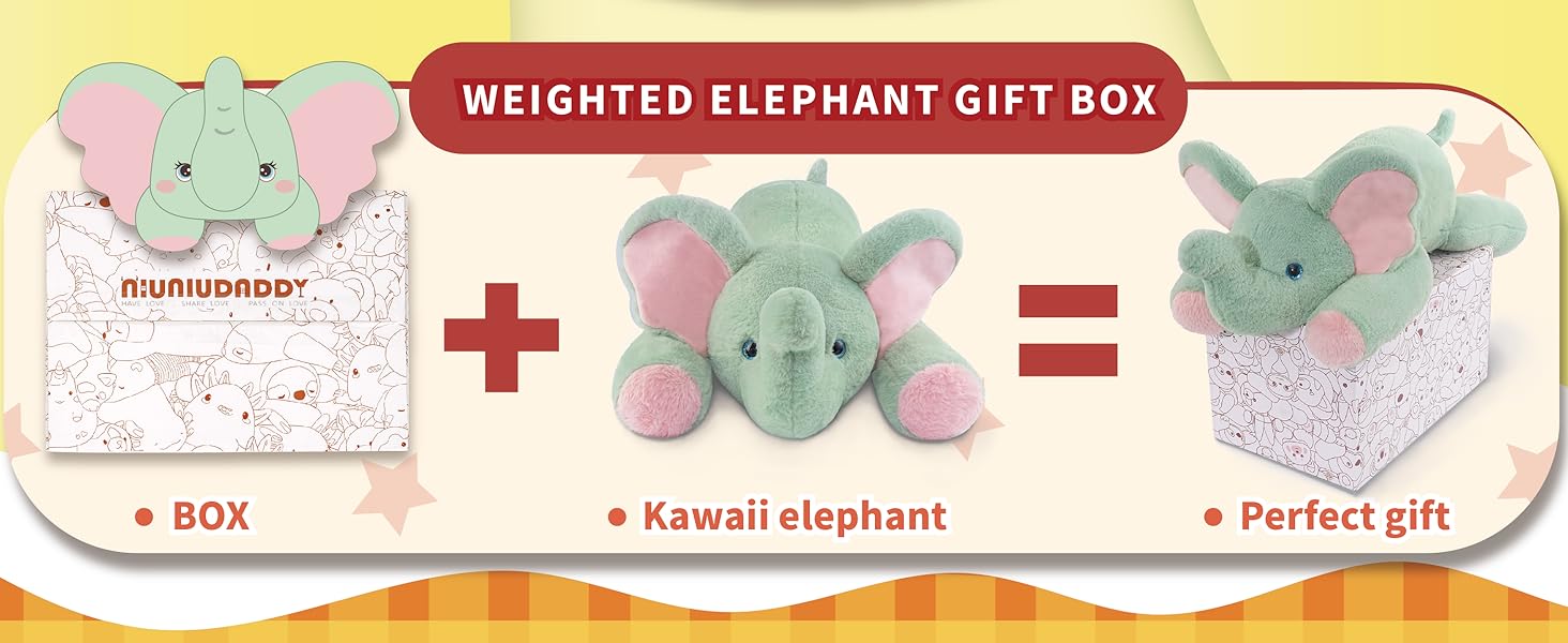 20"| 3.3 Pound Elephant Weighted Stuffed Animals, Large Pillowfort Plush Animal Toys for Kids Adults, Large Body Pillow for Gifts Presents Birthday Christmas Holiday