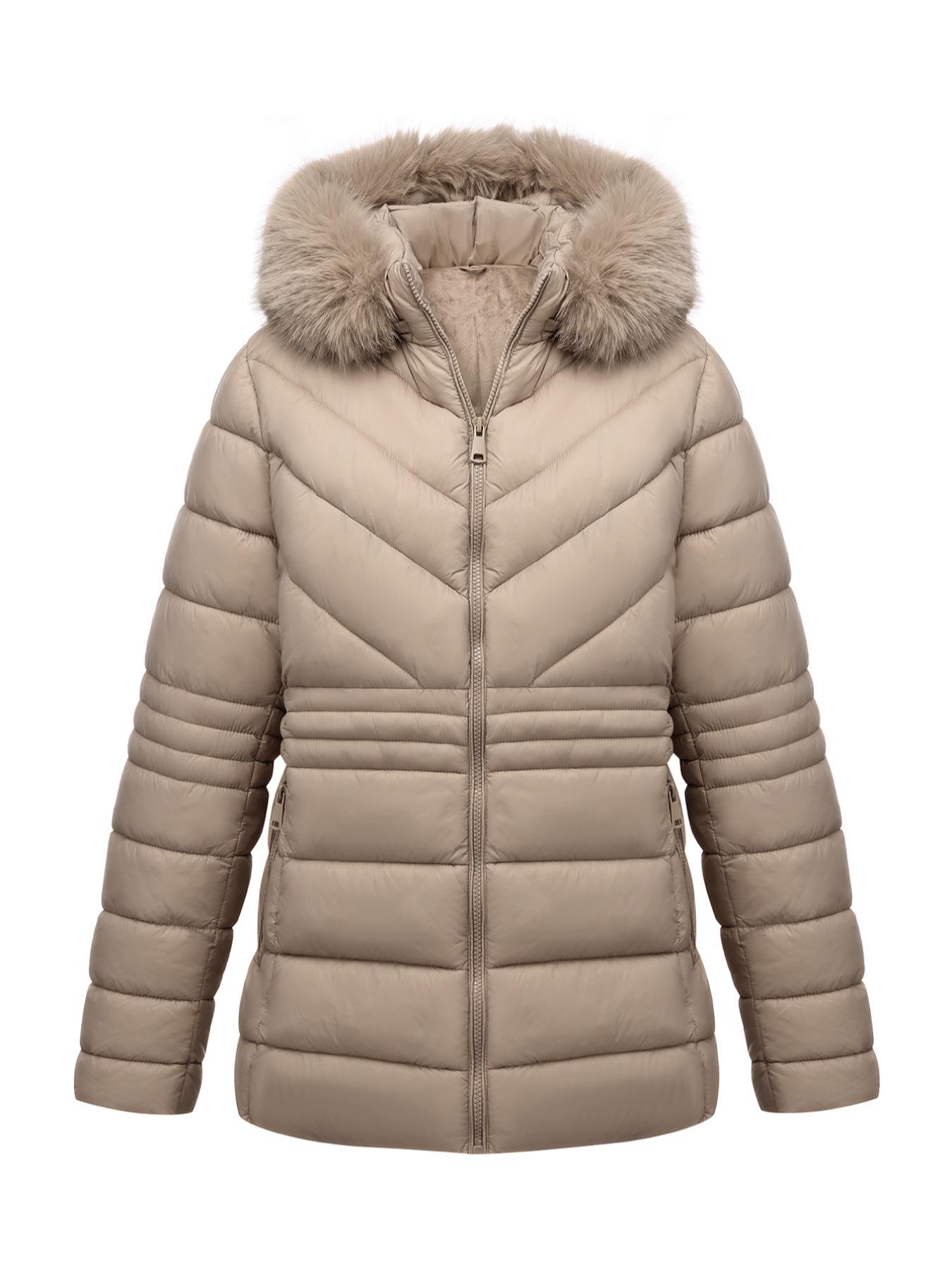 Women's Plus Size Winter Comfortable Cotton Jacket, Commuter Simple Fall & Winter Mid-Length Hooded Warm Coat, Long Sleeve Fitted Style Outerwear