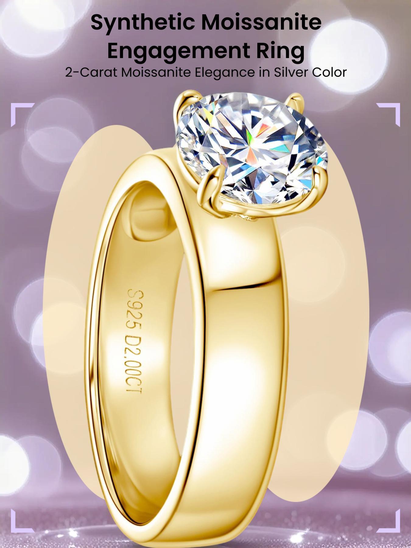 2024 New Style Synthetic Moissanite, S925 Sterling Silver Classic Four Claw Ring, Moissanite Rings, Fashion Jewelry Accessories for Women & Men