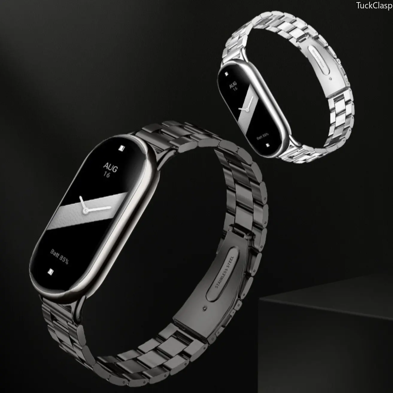 Slim 3-Bead Stainless Steel Xiaomi Smart Band Strap, Business-Style Metal Wristband Compatible with Xiaomi Band 8/9/10, Durable Elegant Adjustable Replacement Accessory