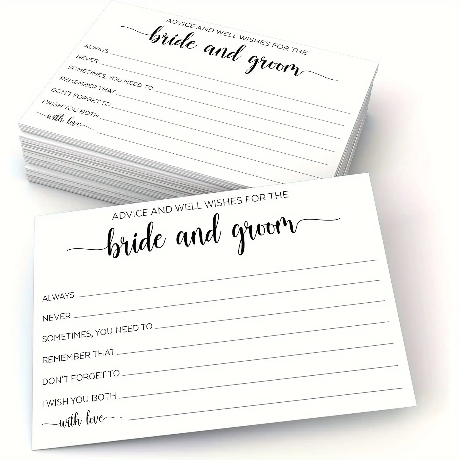 50 Wedding Wishes Cards, 4x6 Inch Paper, Ideal for Couples' Gifts & Decorations, Perfect for Bridal Showers & Weddings