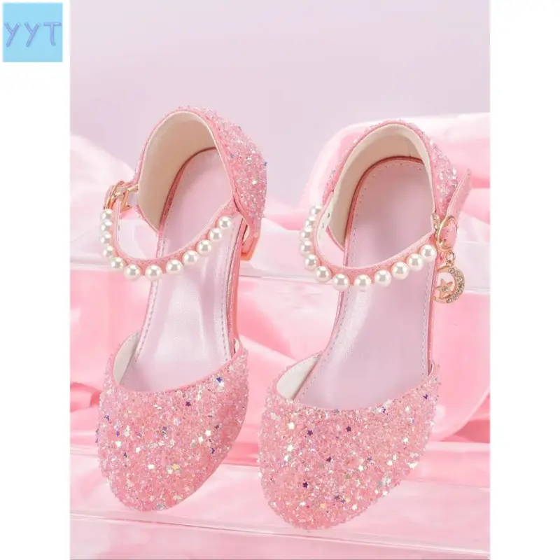 Girls' Princess Shoes with Sparkling Star Pendant - Fashion Heels with Heel Shape, for Party Occasions (2026 Collection)