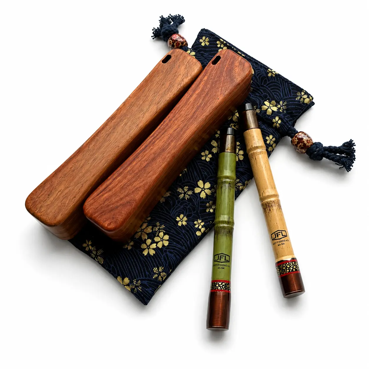 Tanago Fishing Kit, Sao Tabi Pocket Rod with Wooden Storage Case & Japanese-Style Pouch for Anglers, Compact Micro Fishing Gear for Travel, Fishing Gear Supplies