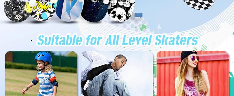 Pro Complete Skateboards for Beginners Girls Boys Kids Youths Teens Adults 31"x8" Skate Boards 7 Layers Canadian Maple Double Kick Deck Concave Longboard