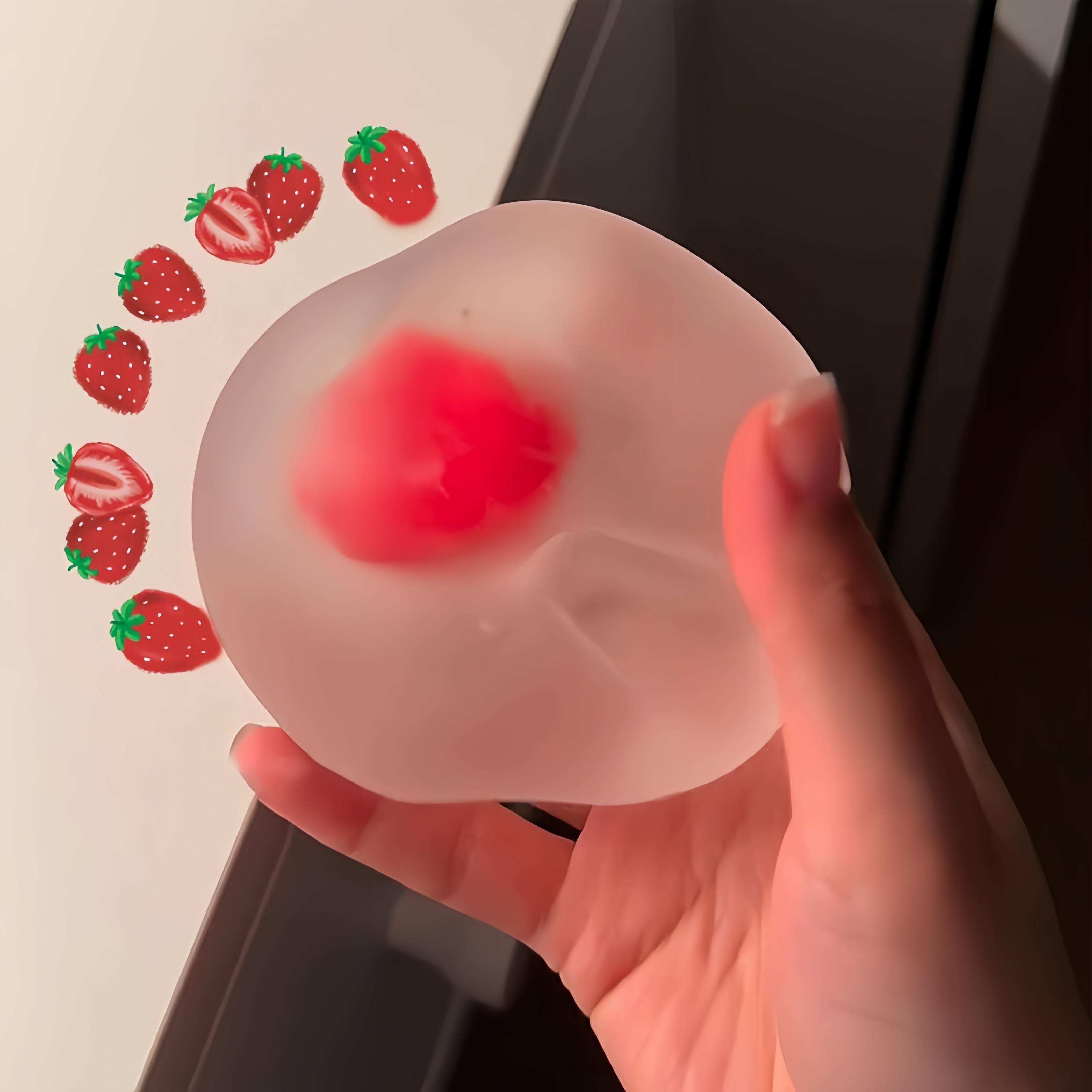 6cm Frosted Strawberry Maltose\Vaseline Squishy - Soft Fidget Stress Ball|TikTok Viral Sensory Toy Strawberry Marshmallow Squeeze Ball Toy, Kawaii Squishies, Slow Rebound Handmade Creative Gift, Stress Relief Fidget Toy for Kids & Adults