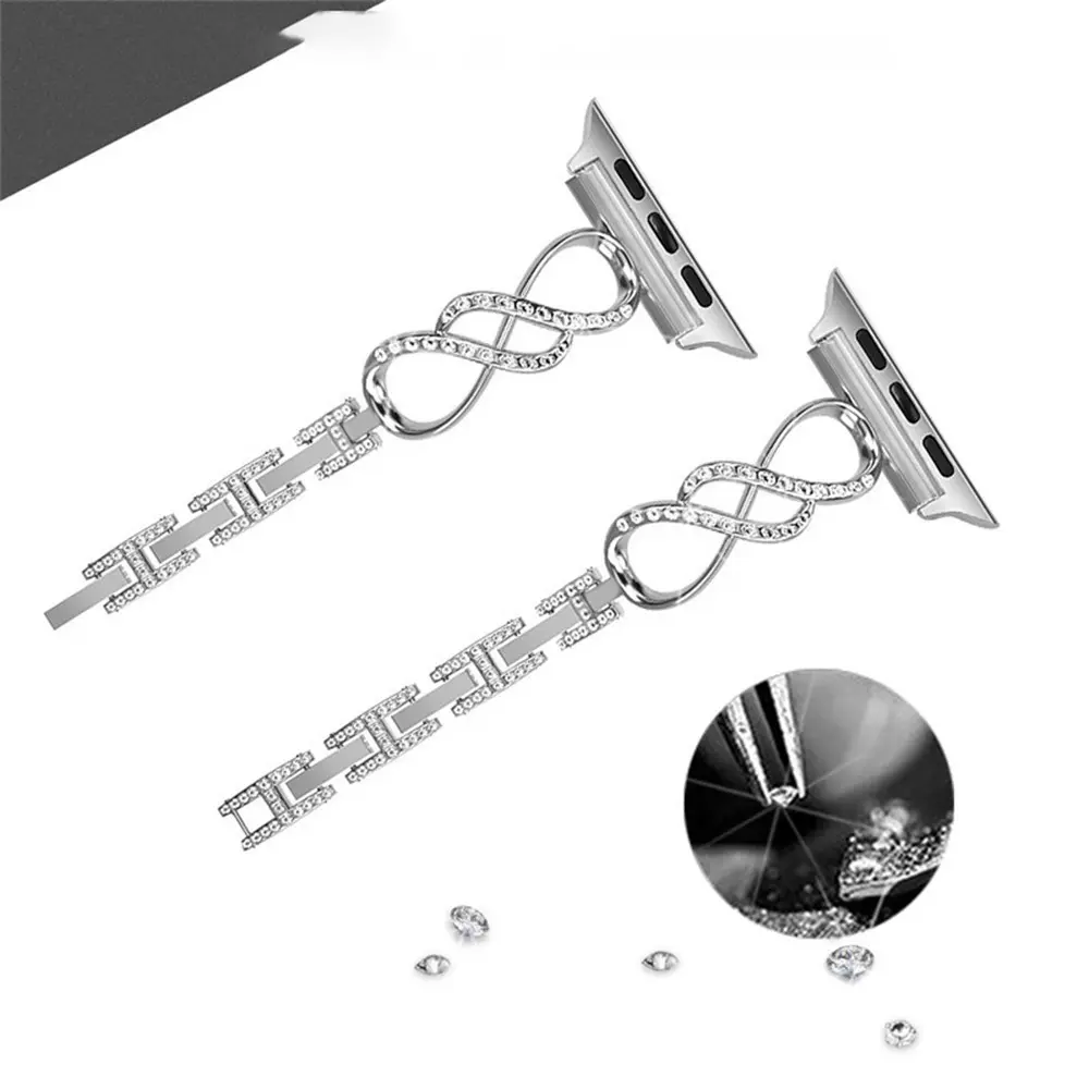Sparkling Rhinestone Metal Chain Bracelet Wristband Strap Band for Apple Watch  Women Smartwatch Replacement Straps Compatible with Apple Watch Series 11 10 9 8 7 6 5 4 3 2 1 SE  41mm 40mm 44mm 45mm 46MM  49mm 42mm 38mm