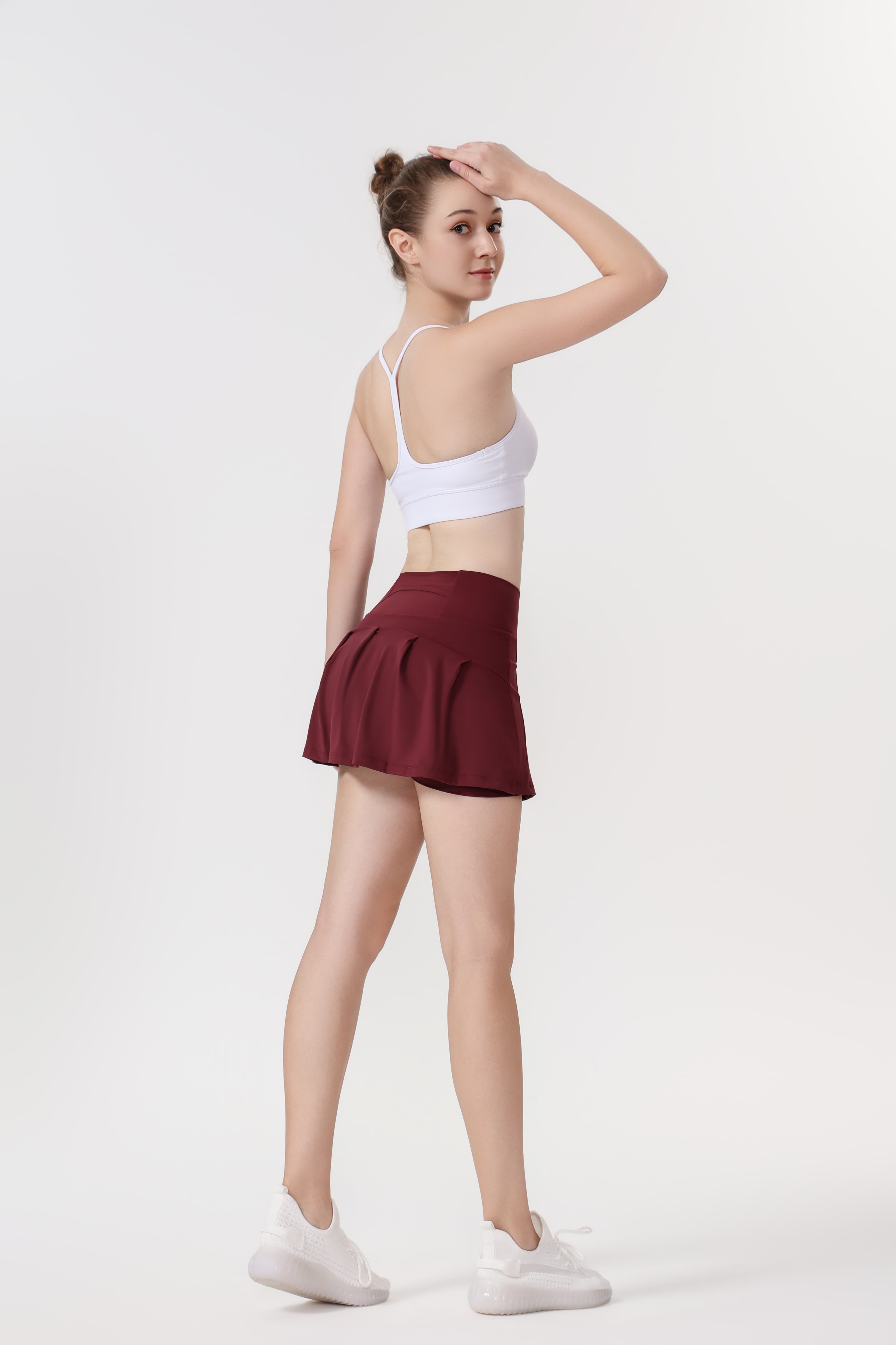 LULU Women's Solid-Color High-Waisted Yoga Skirt, Casual Slim-Fit Yoga Skirt, Spring/Summer Workout Wear, Includes Anti-Slip Underpants