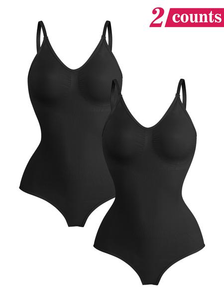 Women's Solid Backless Adjustable Strap Shapewear Bodysuit, High Stretch Seamless Shapewear, Lady Underwear Halloween dailydrip comfyessentials  tiktokshopbacktoschool