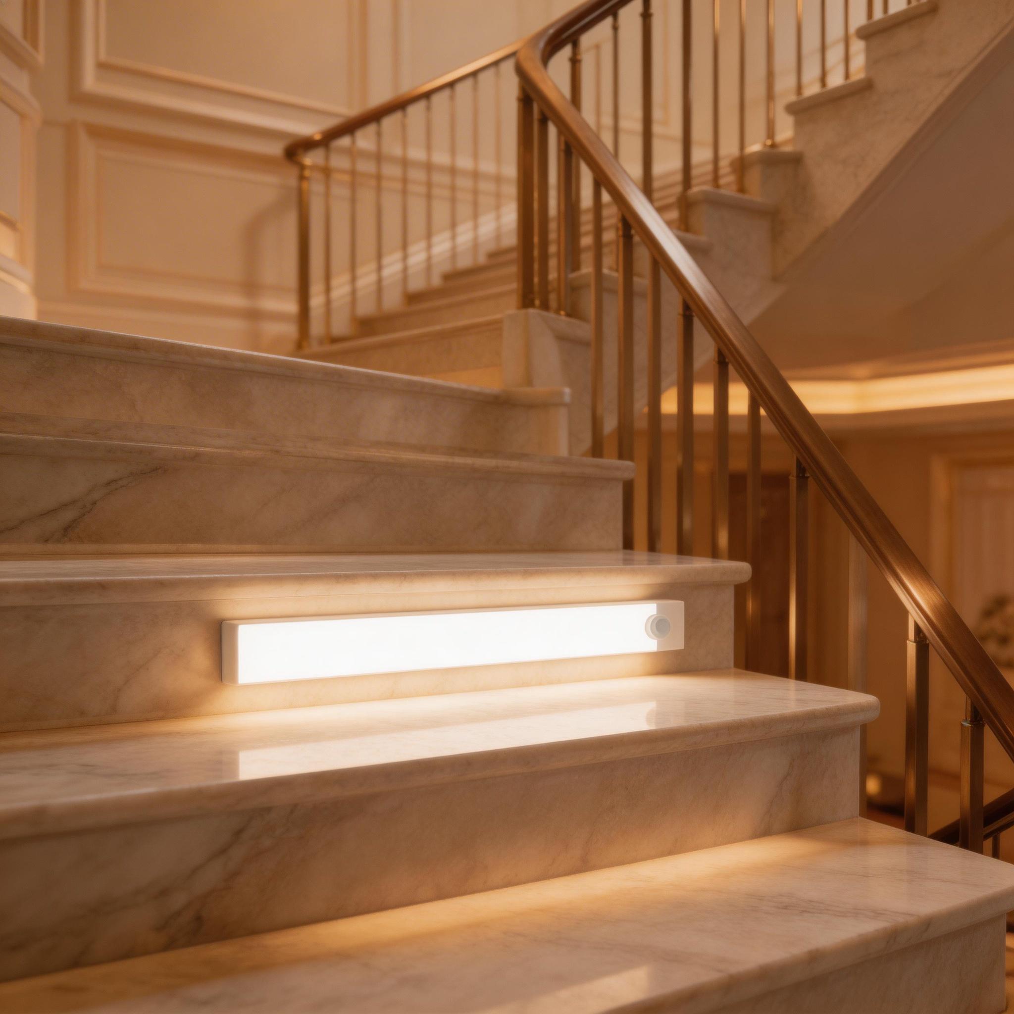 6 - Pack Motion Sensor LED Stair Lights Indoor, USB Rechargeable Magnetic Stick On Night Lights, Wireless Under Cabinet Lighting for Kitchen, Closet, Hallway, Bedroom