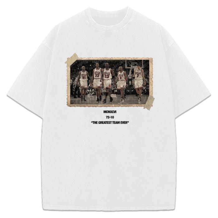 1996 Chicago Squad Vintage Photo T-Shirt The Greatest Team Ever 72-10 Crewneck  Tee plus  size  top