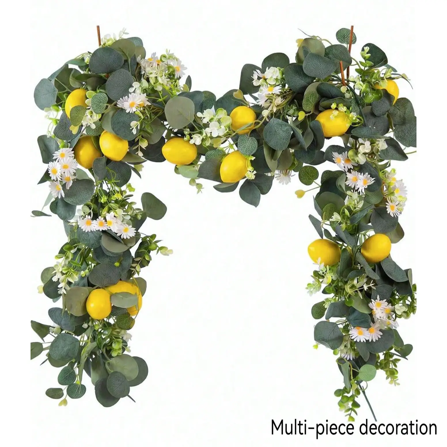 Realistic Artificial Greenery Home Decor, Faux Decorative Flowers, Eucalyptus Leaves Lemon Daisy Vines, Desktop Outdoor Festival Photography Props, Office Plant Decoration