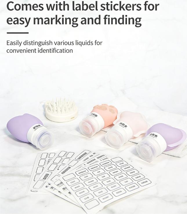 Travel Silicone Refillable Bottles, Portable Leak-Proof Containers for Shampoo, Conditioner and Body Wash