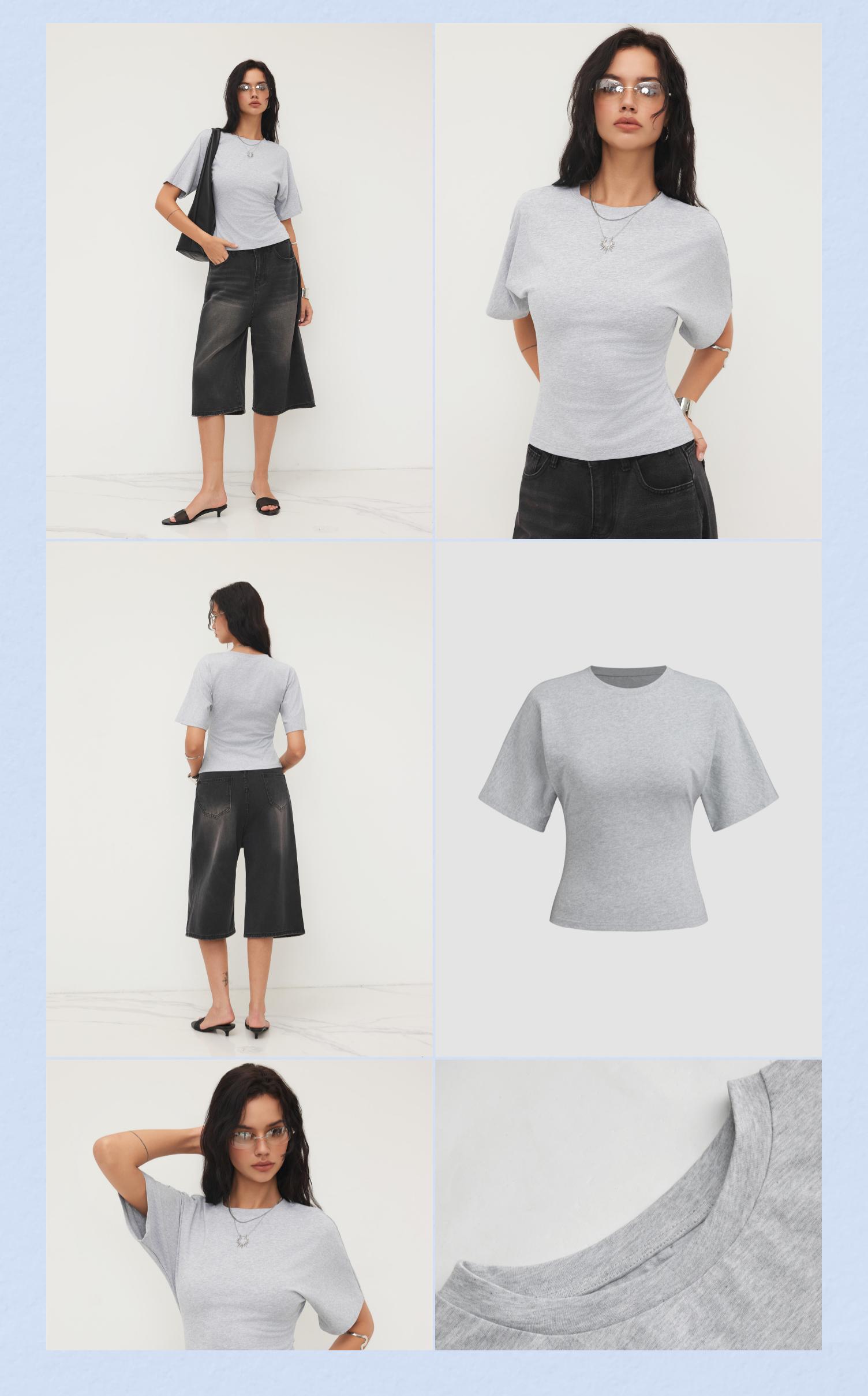 Cider 100% Cotton T-Shirt – Soft Breathable Basic Tee for Women， Non-Transparent Solid Top for Daily Layering & Casual Outfits