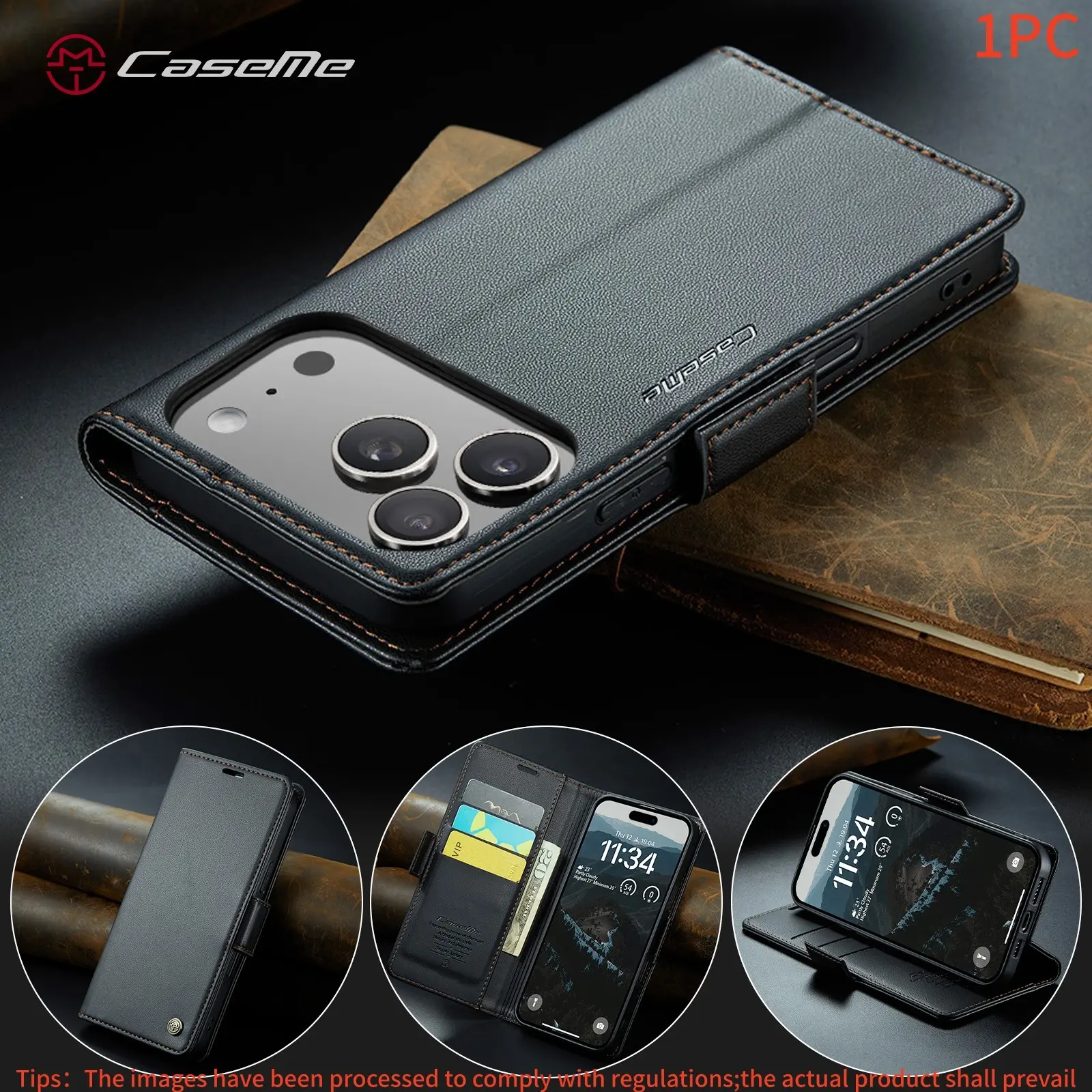 For iPhone 17/16/15/14/13/12 Pro Max and Plus Series Phone Case with Card Slot Rfid Shield Durable Magnetic Stand Shockproof Cellphone Accessory Wallet Cover for Men and Women
