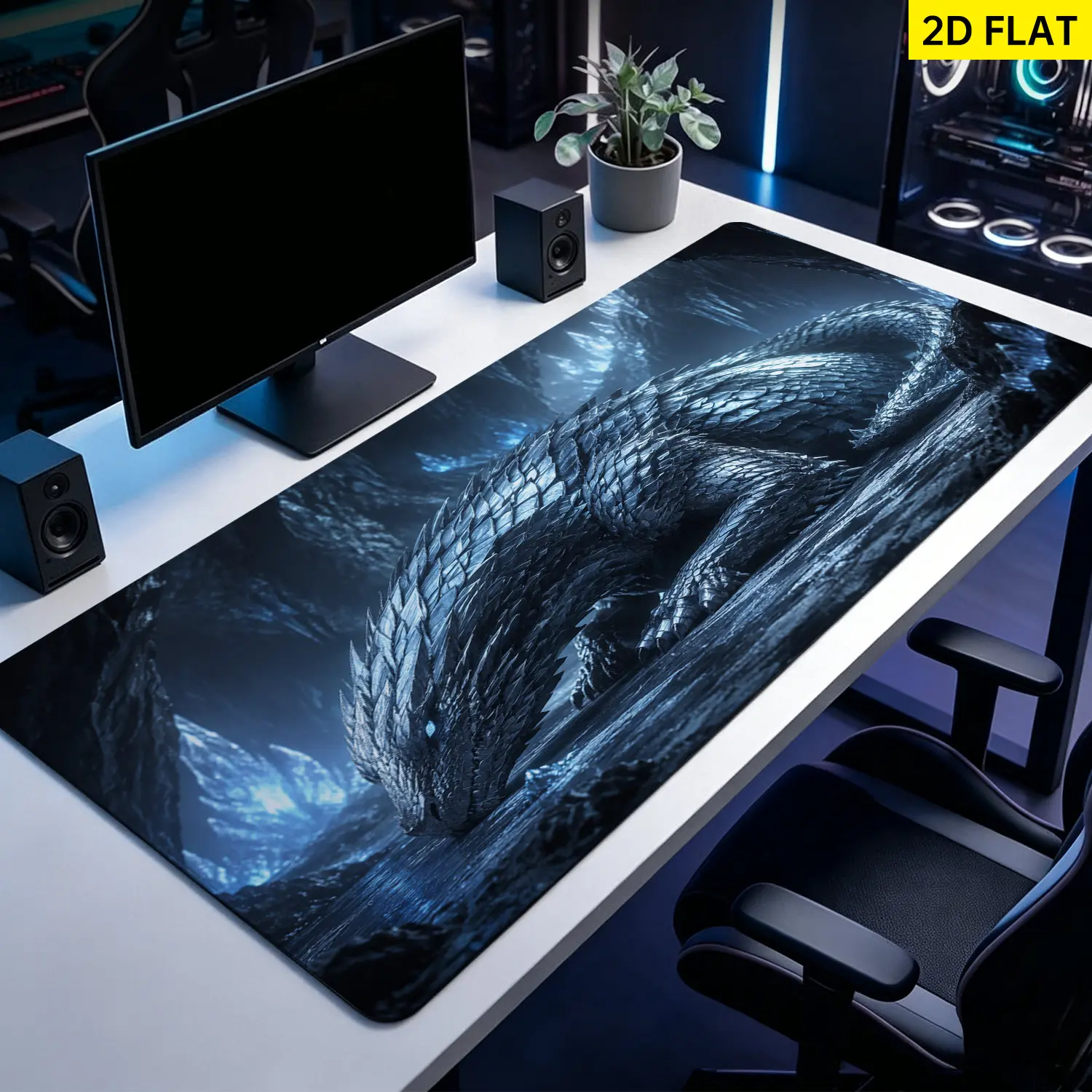 Extra Large fantasy ice dragon crystal cave Mouse Pad,Non Slip Rubber Pad,Desktop Decoration Drotection Pad,Washable,Lock Edge Multi Size,Premium Multipurpose Mousepad For Office,Gaming Desk,Gift for Family and Friends