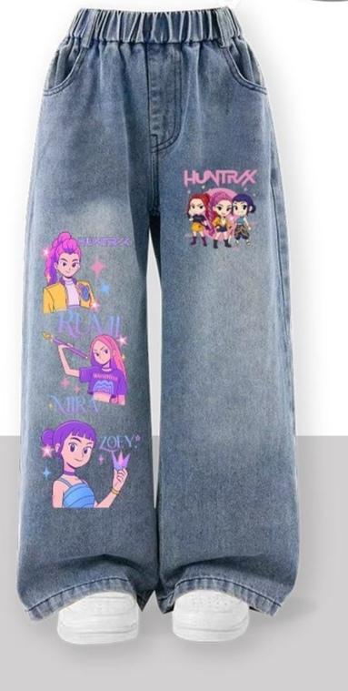 Halloween Witch Squad Print Jeans Y2K Style Girls' Fashion Ages 10-12 Casual Denim Fitted Cut for Fall Winter Wear Youth Kids Clothing
