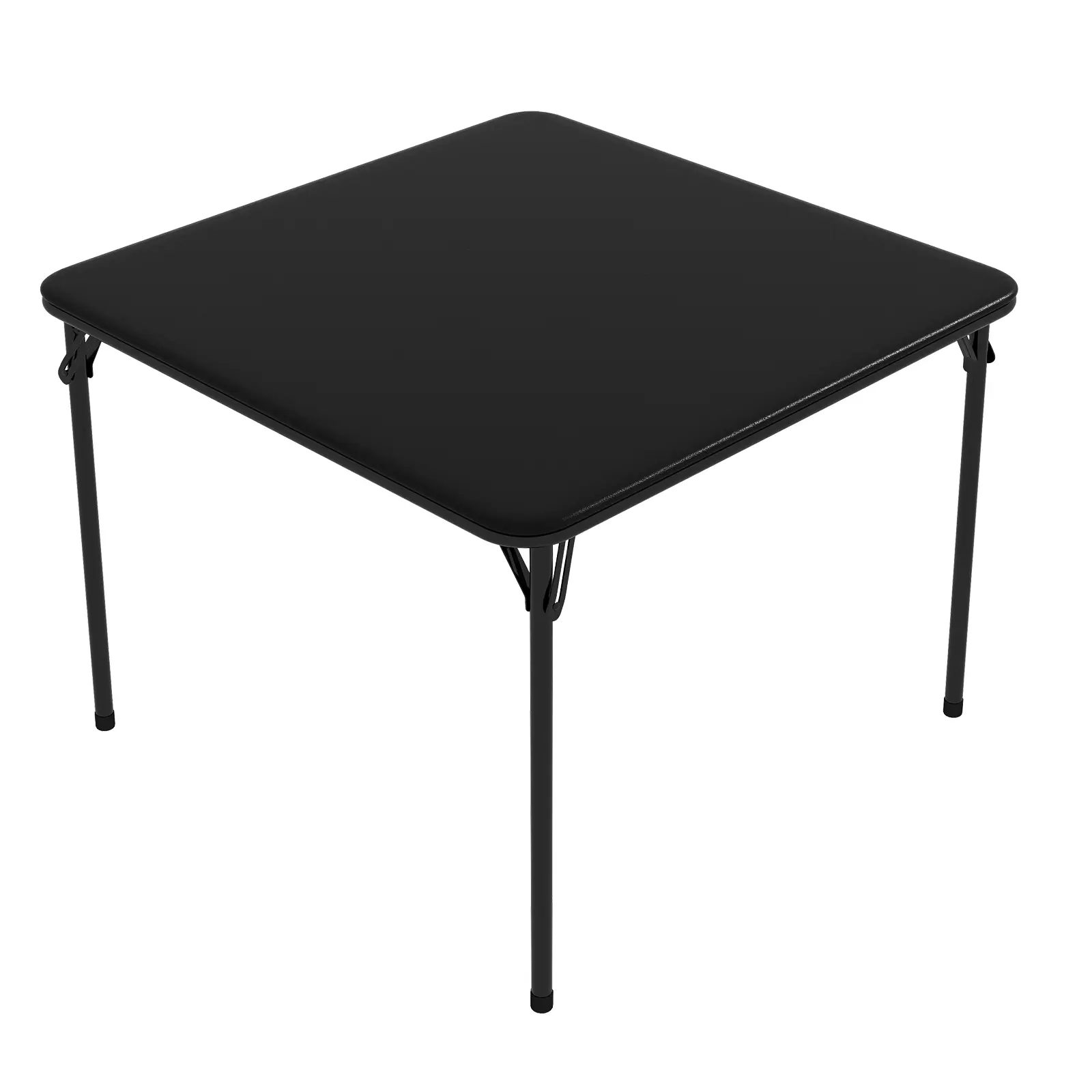38'' Folding Card Table, Upholstery Square Table with Collapsible Legs, Portable Game Table, Metal Frame Foldable Dining Table Playing Table with PU Padded Cushion for Picnic, Party, Camping