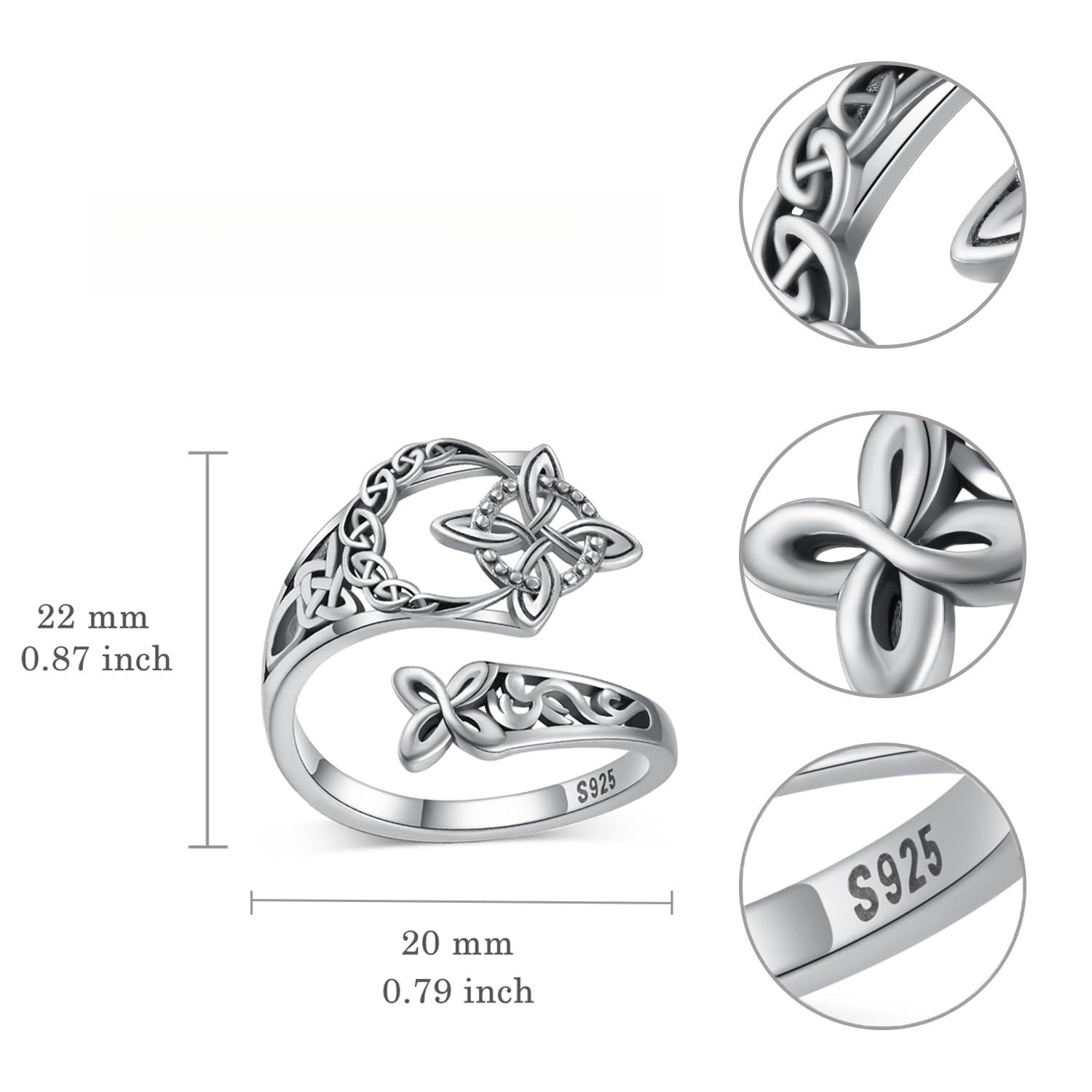 Celtic Knot Ring Witch Knot Ring Nudo de Bruja Plata  Adjustable Witch Knot Rings Open Ring Hecate Ring Pagan Witchtok Protection Witchy Jewelry for Devotion for Ceremonyfor Women
