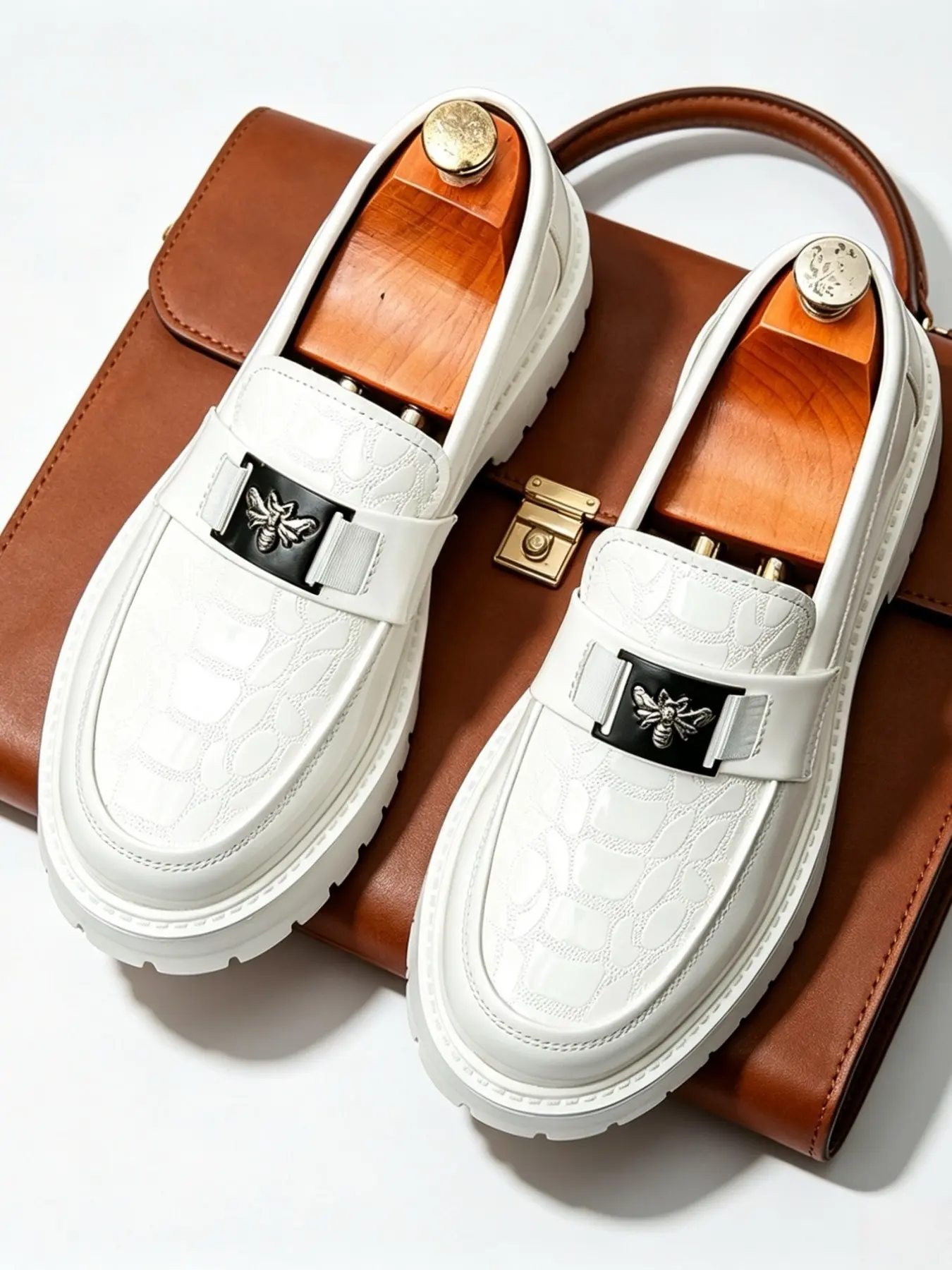 Fashion Designer Slip-On, Flat Loafers For Men, Gentleman Social Shoes With Bee Decor, Solid Color, Soft & Comfortable Leather Upper, Durable Sole, Casual Daily, Business, Party, Wedding, Groom Shoes, Gift, Spring/Summer/Autumn
