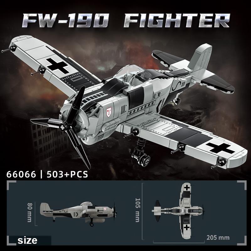 New Fw-190 Aircraft Assembly Building Blocks Pirate Propeller Combat Helicopter Children's Puzzle Toy Model