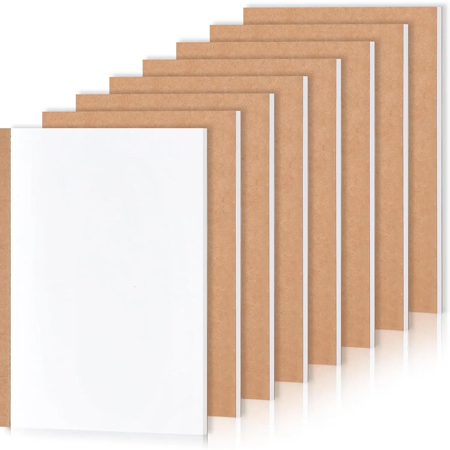 8-Pack Bulk Blank A5 Notebooks, 8.3x5.5in Unlined Paper Drawing Sketchbooks, 60-Page Travel Journal Set for Students, Writing & Journaling, Drawing Sketchbook