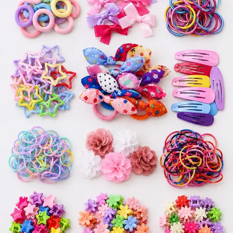 Girls Fashion Hair Accessories Set, Bows, Flower & Star Clips, Hair Ties & Barrettes, Cute Princess Styles, Daily Wear & Gifts, Hair Accessory Set