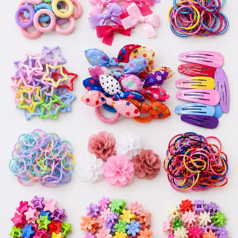 Girls Fashion Hair Accessories Set, Bows, Flower & Star Clips, Hair Ties & Barrettes, Cute Princess Styles, Daily Wear & Gifts, Hair Accessory Set