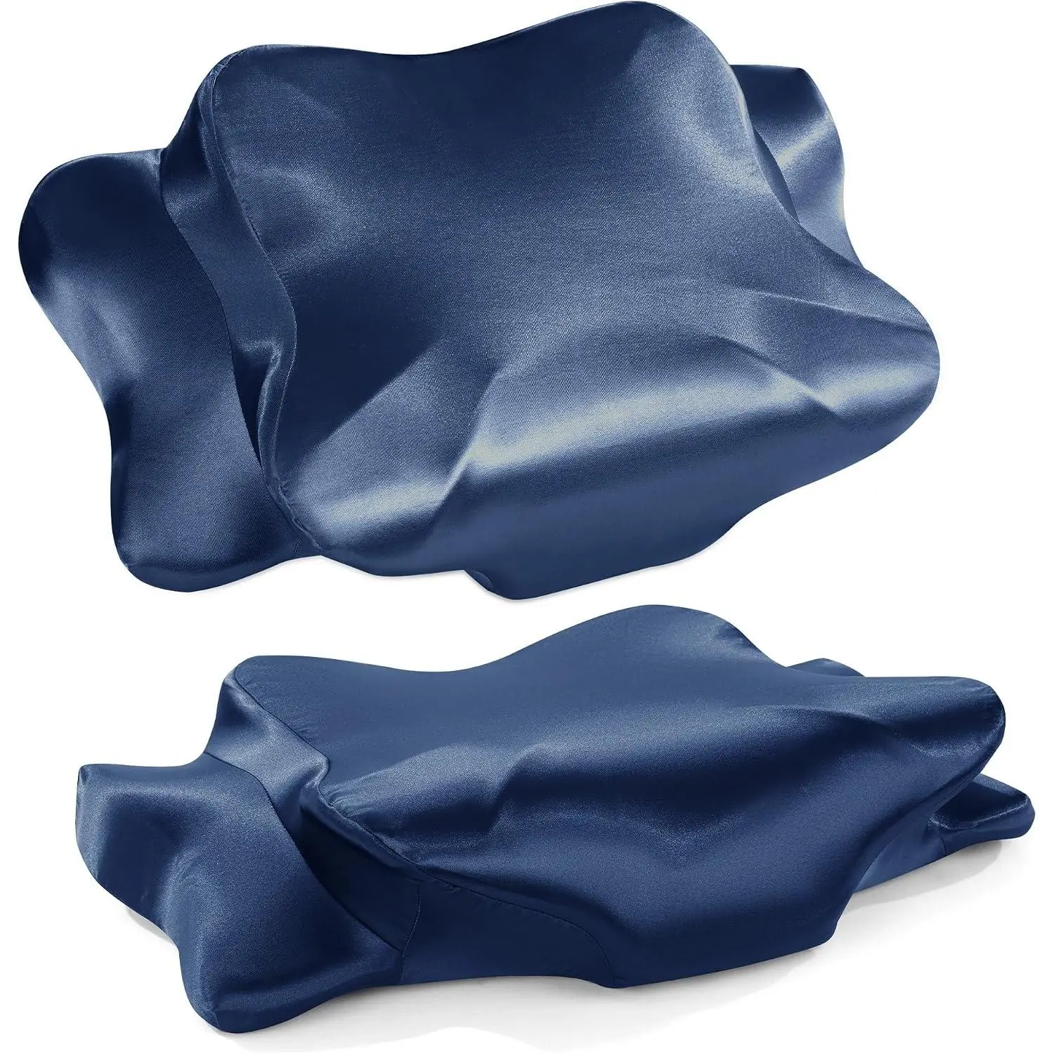 2 Pack Cervical Pillowcases (Only Pillowcase), Butterfly-Pillow Cover Cervical Neck Pillow Case with Zipper for Side Back Stomach Sleepers (Navy Blue, Queen Size)
