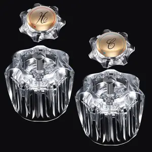 1 Pair Bathroom Faucet Knobs , Bathtub Faucet Handles Compatible with /Delex/, Hot and Cold Sink Faucet Knobs   in Clear , Include Screws