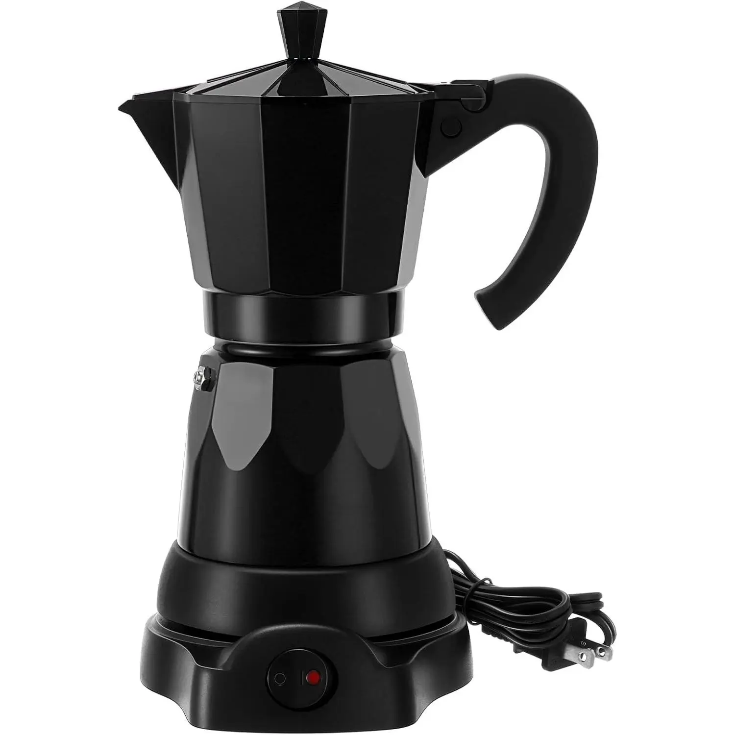 6 Cup 300ml Portable Aluminum Electric Espresso Moka Pot Italian Coffee Maker with Detachable Base, Gift for Home Travel, Black