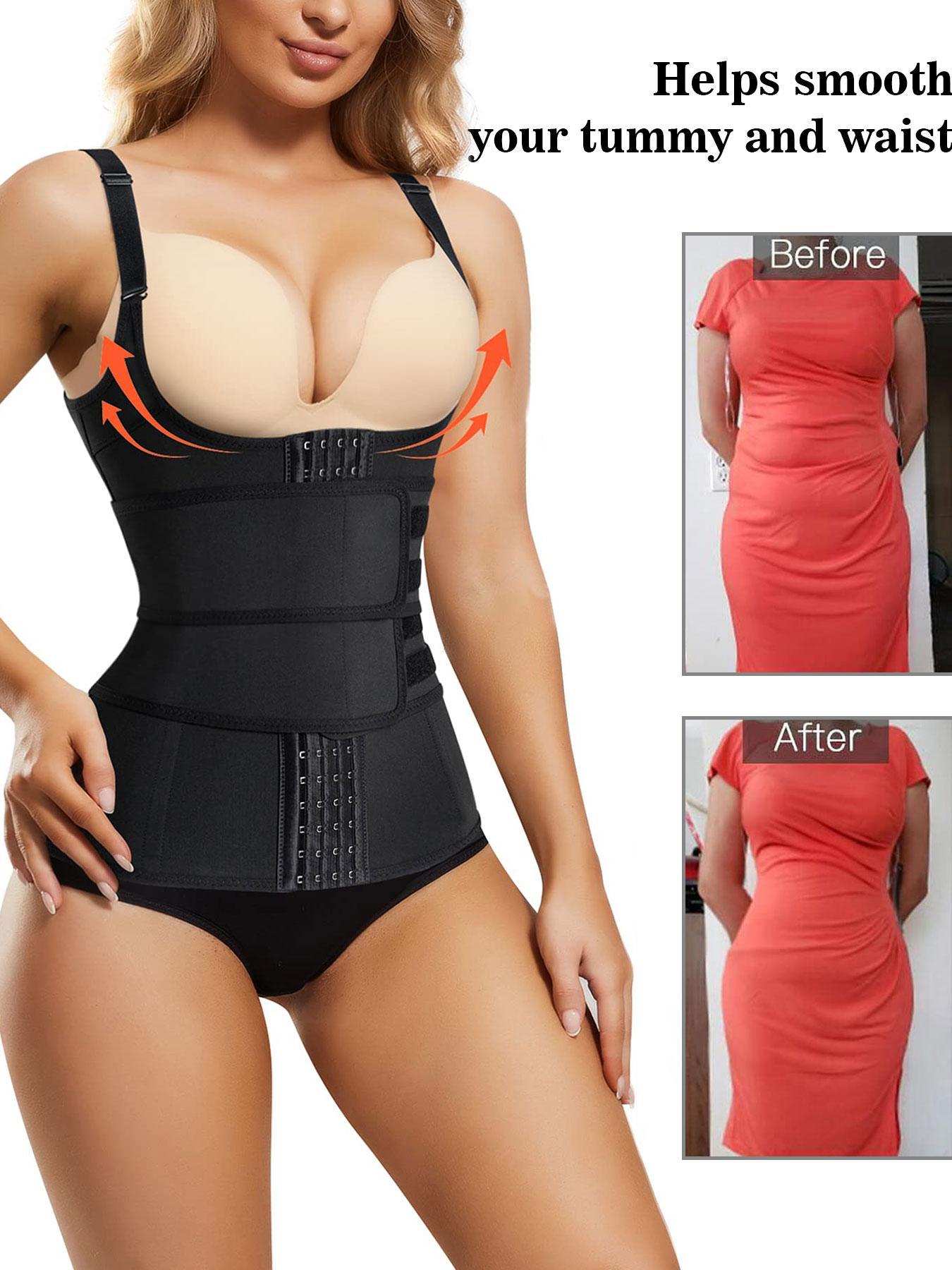 Women's body shaping camisole with chest support, adjustable shoulder straps, double-layer pressure to tighten the abdomen, 4 steel bones to strengthen the pressure to prevent curling, High Compression Shapewear