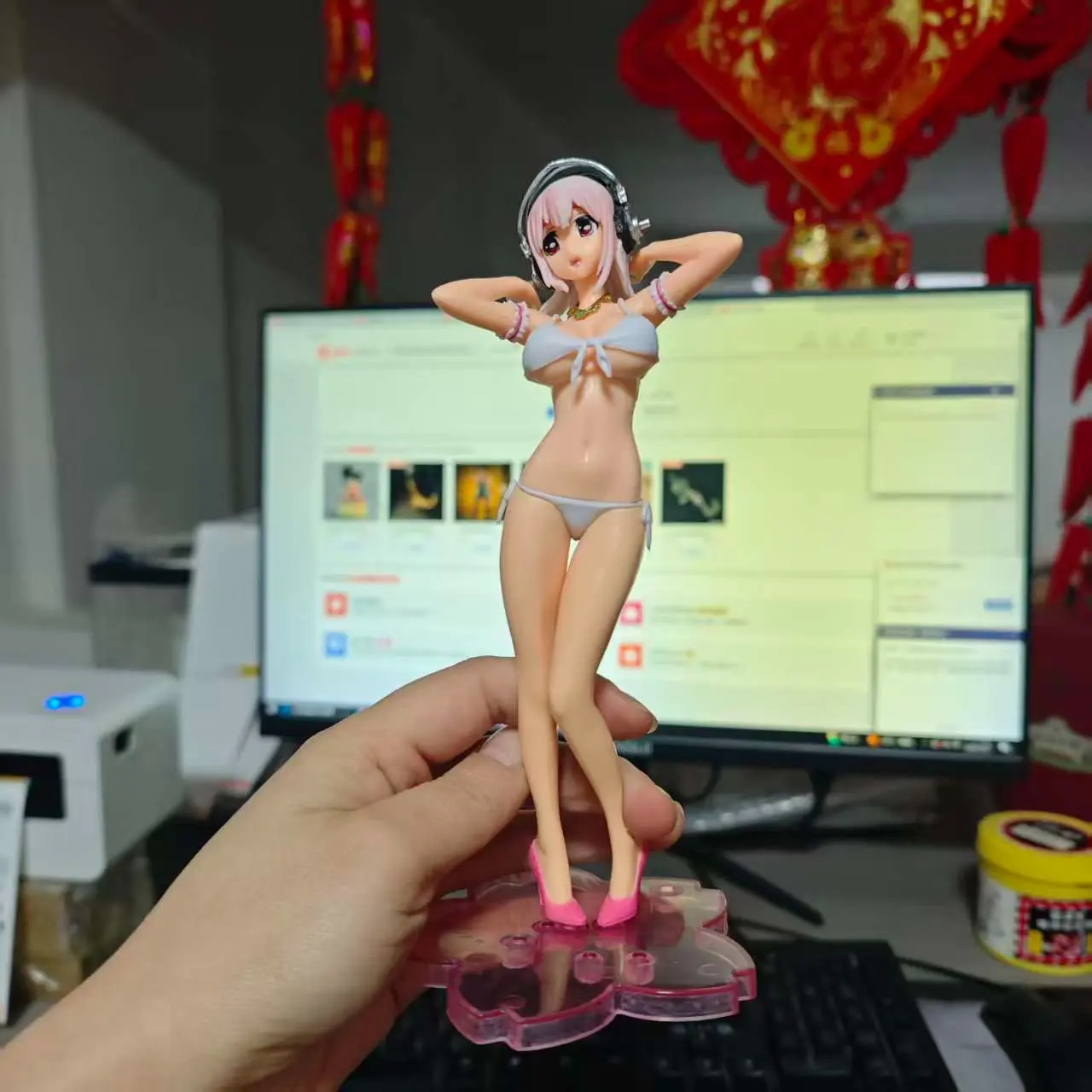 Super Sonico Swimsuit Figure, Anime Art Statue, Girl Collectible Model, PC Case Decor, Birthday Gift, Figurine, Statue, Bobblehead, Cute Cartoon Figurine