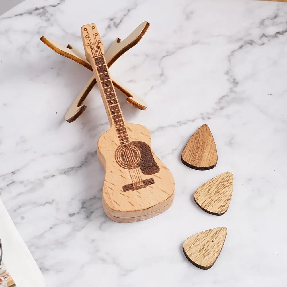 Wooden Acoustic Guitar Pick Box with Stand, Durable Design for Organizing Picks, Perfect for Musicians & Enthusiasts, China