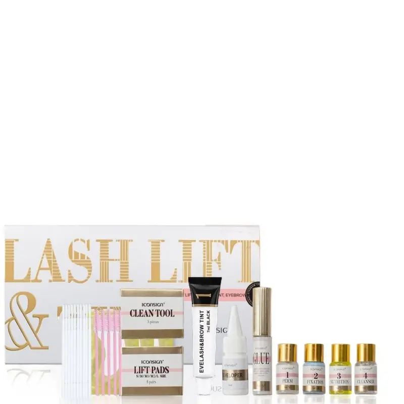 Korean Lash Lift and Brow Lamination Kit, At-Home Beauty Set with Nourishing Serum for Fluffy Brows and Lasting Curls, Gentle Cream Formula