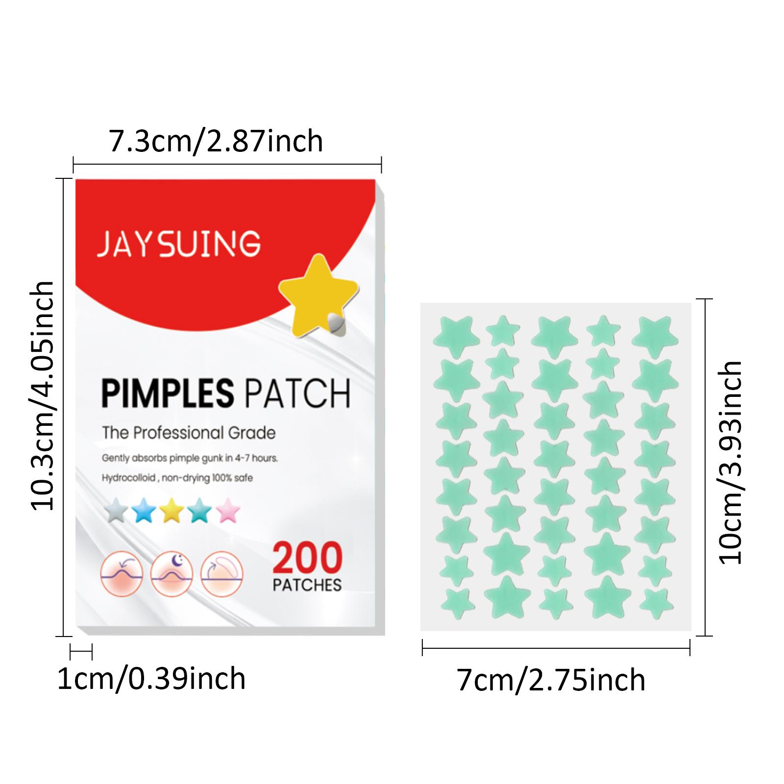 Jaysuing Gentle Acne Pore Cleansing Cover Patches 200pcs Colorful Hydrocolloid Stickers with Tea Tree and Witch Hazel for Blemish Care and Oil Control