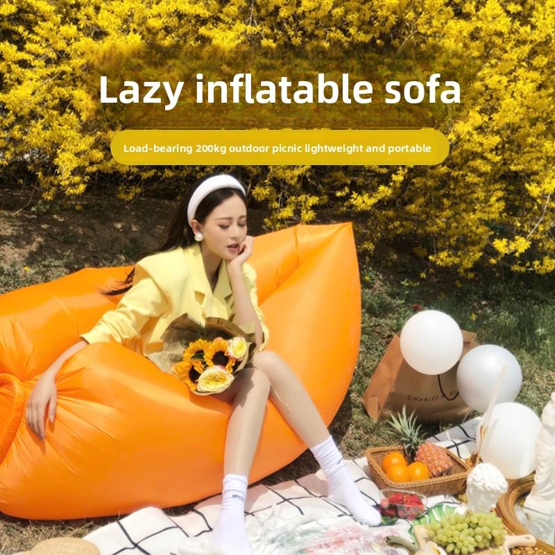 Lazy inflatable sofa Internet celebrity air mattress bed Single inflatable mattress Outdoor camping Portable chair Air lunch break