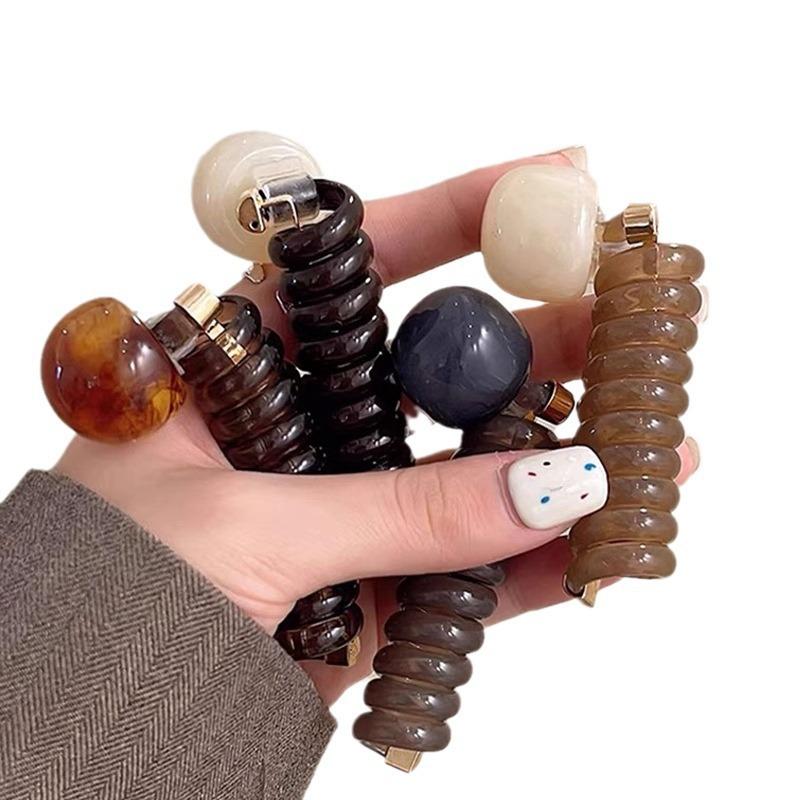 Elegant Vintage Ball Spiral Hair Ties, No Crease Coil Hair Bands for Bubble Braid, Ponytail & Braided Hairstyles, Minimalist Hair Ropes for Daily Wear