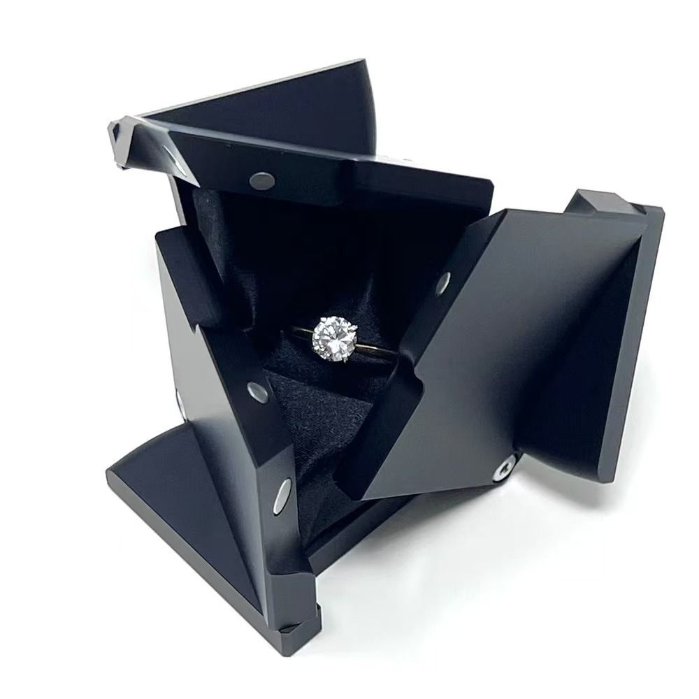 Plastic Kinetic Energy Ring Box Rotating Mechanical Deformation Jewelry Storage Display Box Creative Proposal Cube Boxes