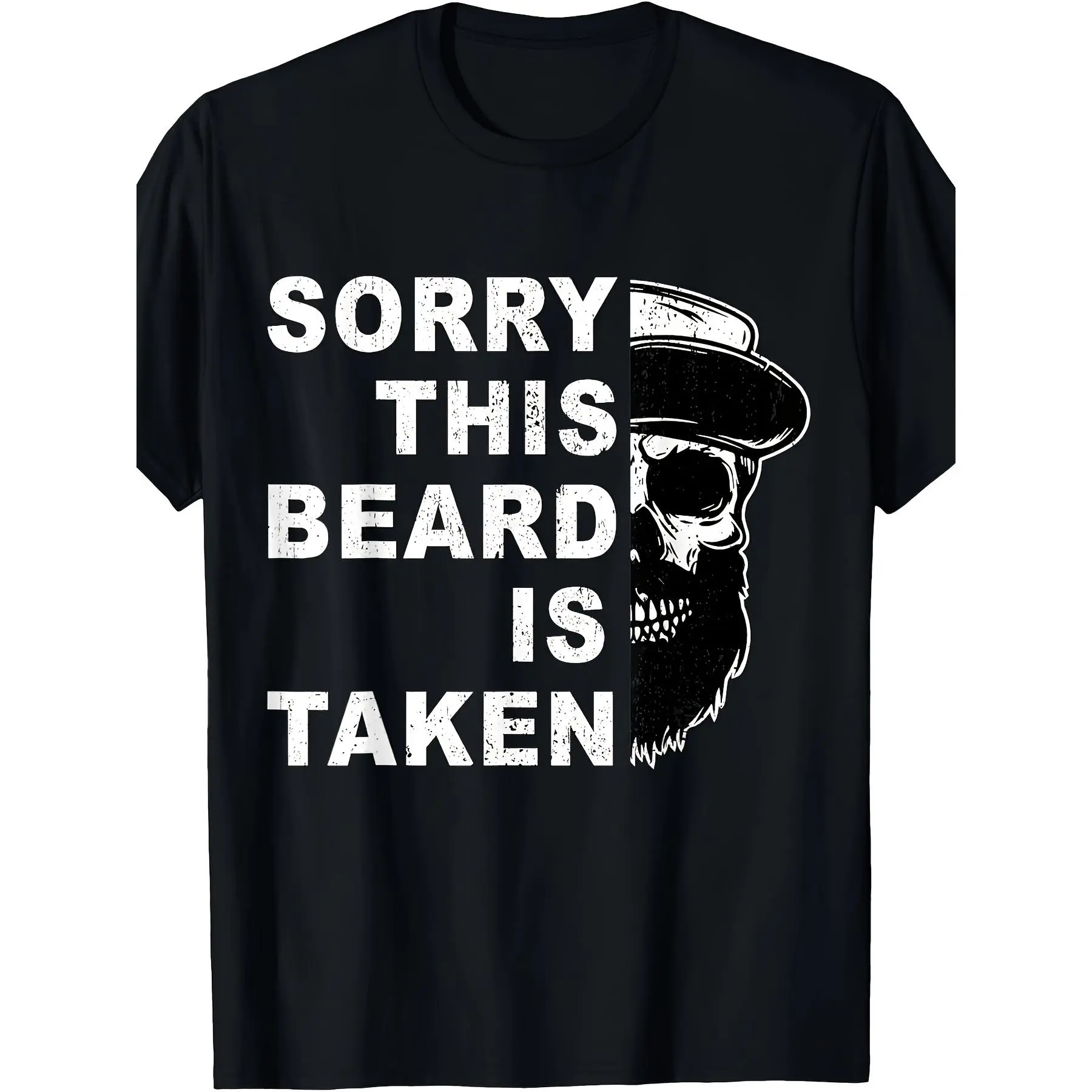 Casual Graphic Men's T-Shirt with Skull And Beard Design Sorry This Beard Is Taken Text for Casual Attire And Gift for Him Same Style for Men and Women 2026 Summer Short-sleeved Printed T-shirt 180G