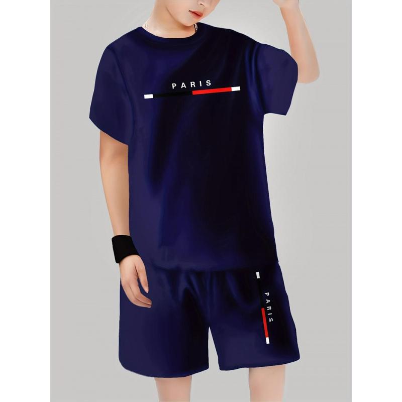 6-Piece Boys'Set 3D Printed Casual Pullover Short Sleeve Shorts T-Shirt Shirt, Boys T-Shirt Shorts Set  Gifts  Gifts
